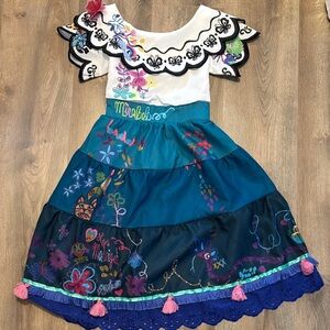 Disney Encanto Mirabel Colorful Embroidered Kids Costume Dress